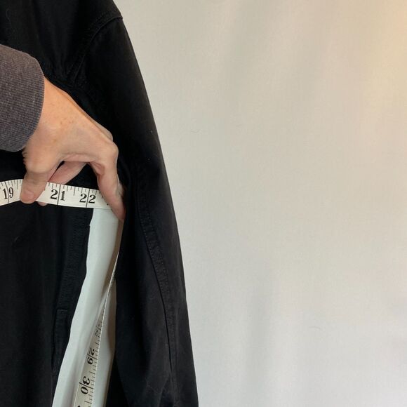 Gap Collarless Henley Pocket L/S True Black Khaki Midi Shirt Dress Size Small - Picture 15 of 16